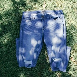 Forever 21 High Waisted Dark Ripped Skinny Jeans